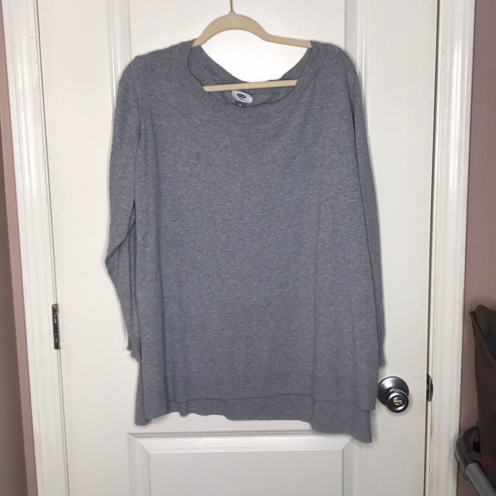 Old Navy Grey Side Slit Long Sleeve Sweater